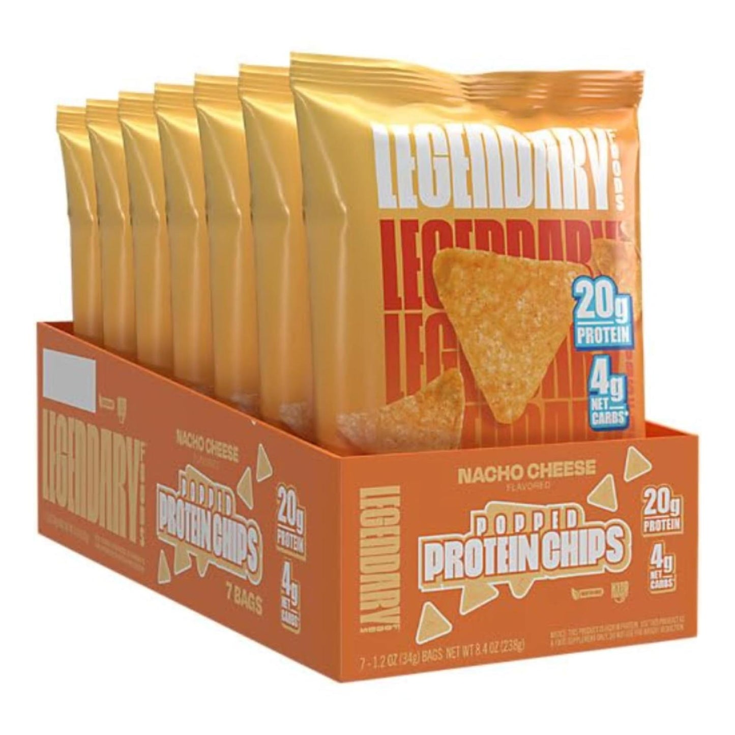 Legendary Foods Keto & Gluten-Free Protein Chips, Nacho Flavor (7x1.2oz)