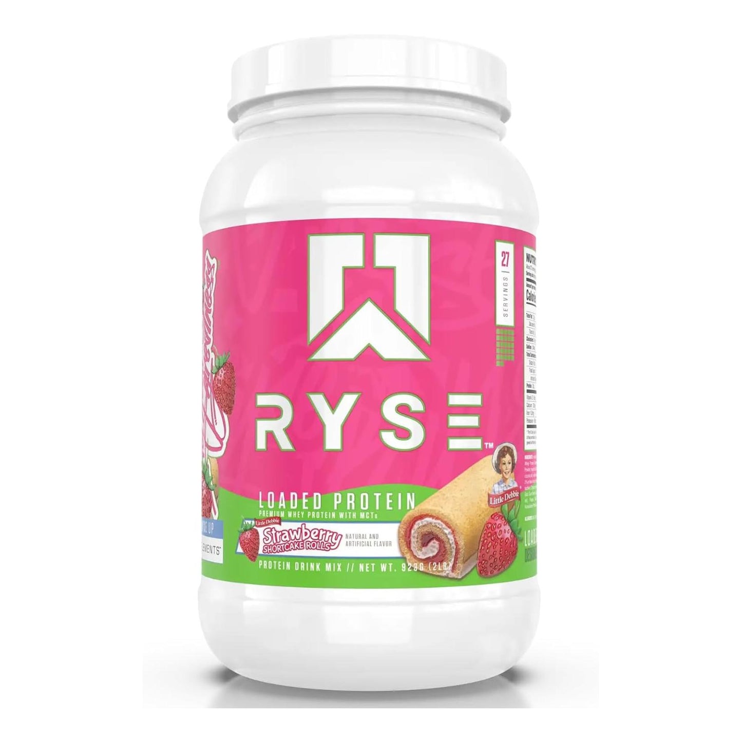 Ryse Loaded Protein Powder, 25g Whey, Prebiotics & MCTs (Strawberry, 27 Servings)