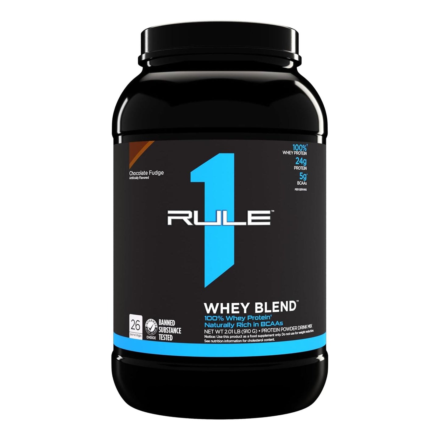 R1 Whey Blend Chocolate Fudge Protein (2lbs) - 24g Whey, EAAs, BCAAs
