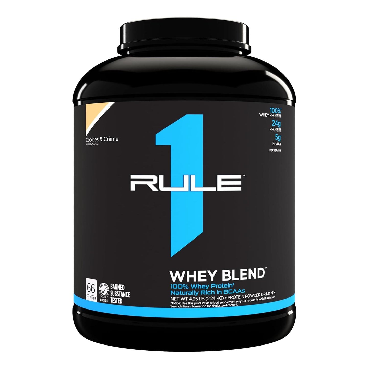 R1 Whey Blend Protein, Cookies & Crème (5lbs) - 24g with EAAs and BCAAs