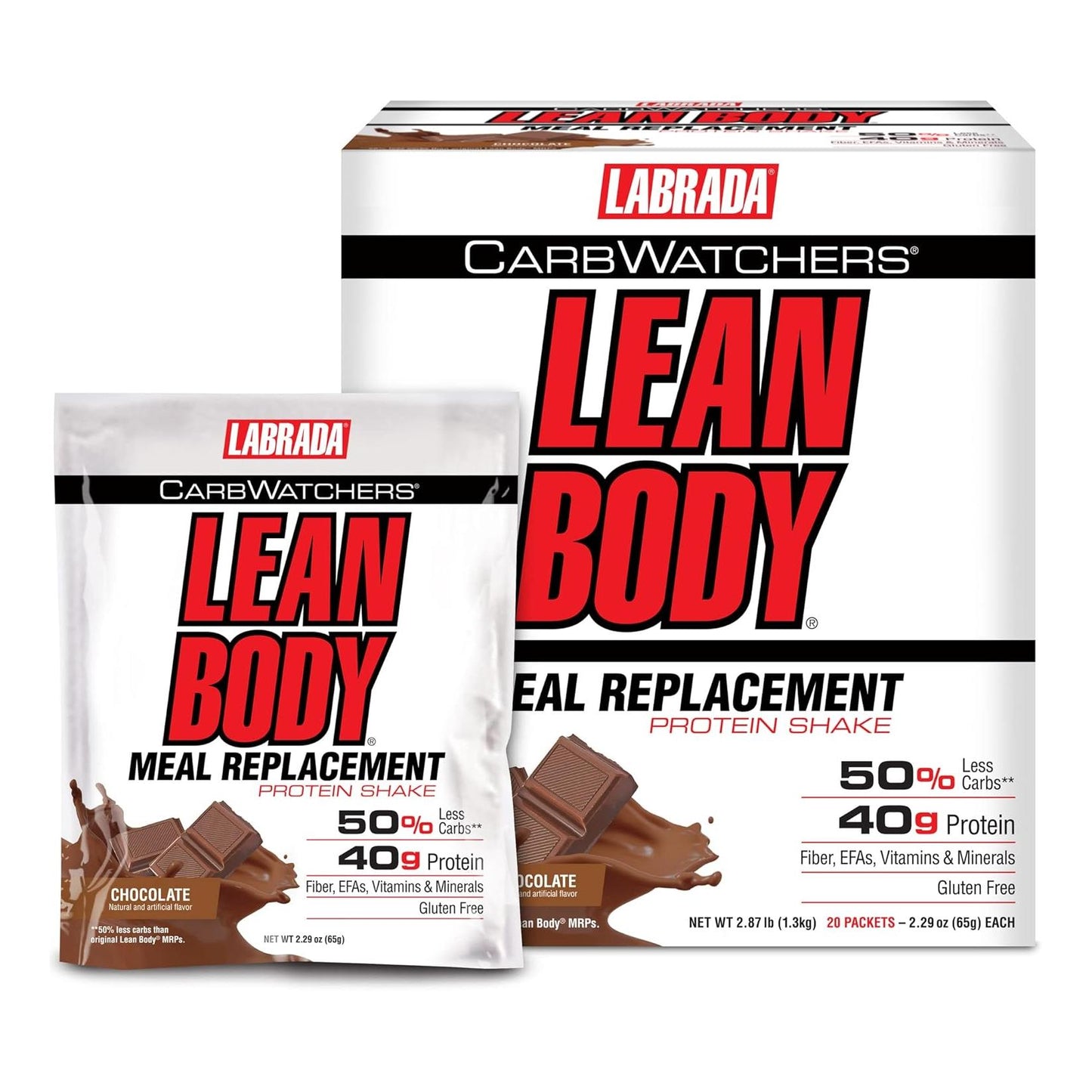 Labrada Carb Watchers Lean Body Chocolate Shake (20 Pack, 2.29-Ounce Each)