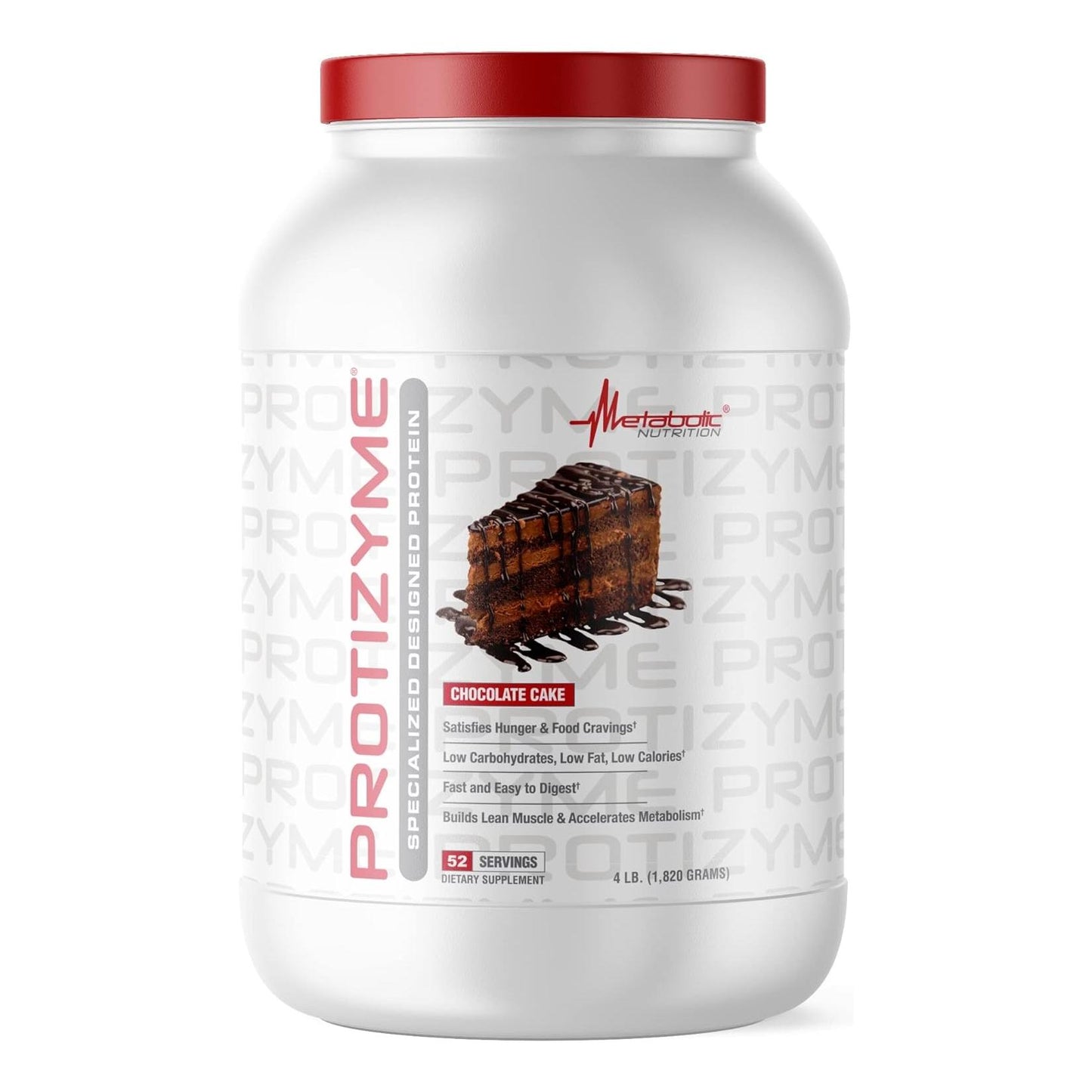 Protizyme 100% Whey Protein, Low Carb/Fat, with Enzymes & Vitamins (4lb, 52 Servings)