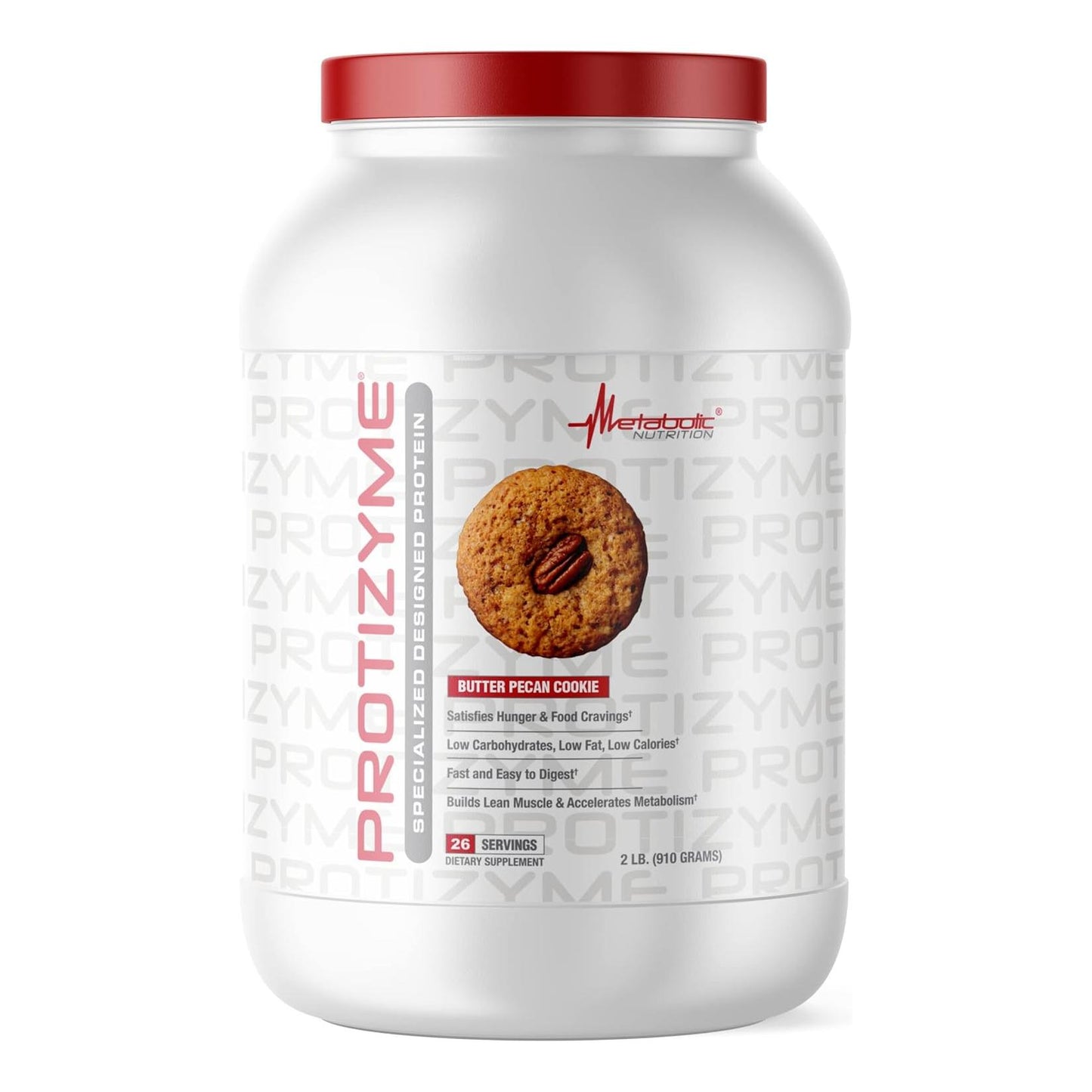 Protizyme 100% Whey Protein, Butter Pecan Cookie, Low Carb/Fat (2lb, 26 serv)
