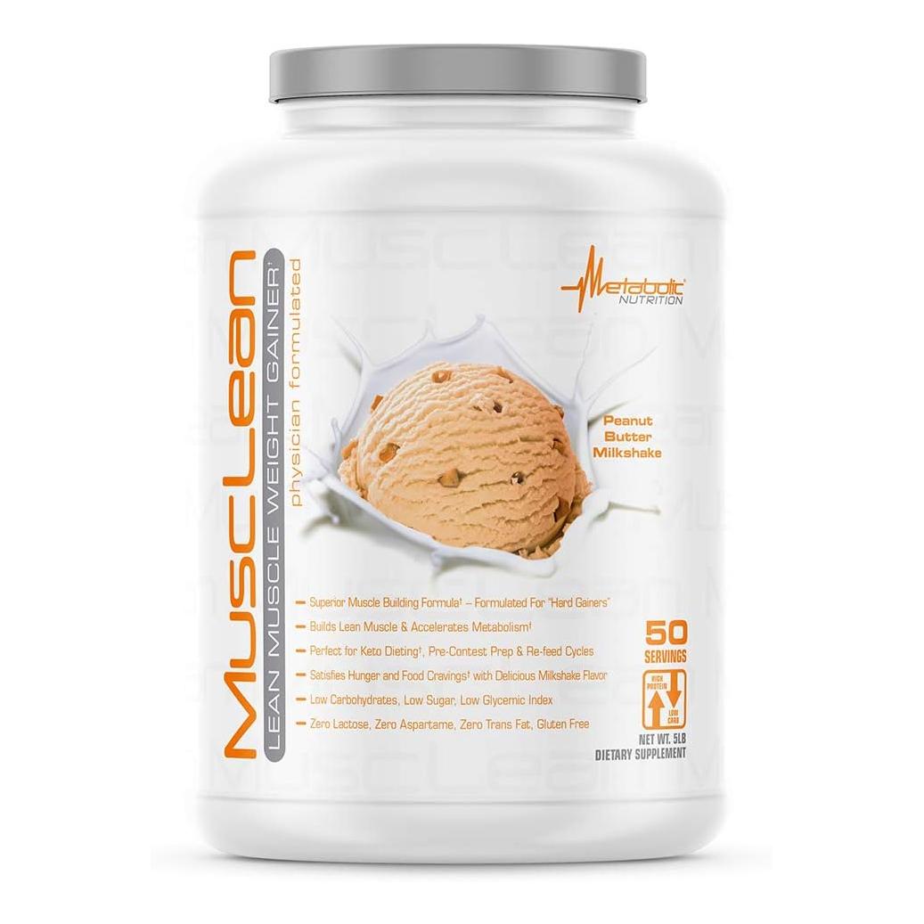 Musclean Whey Protein Meal Replacement, Peanut Butter, Low Carb Keto (5lb/50 serv)