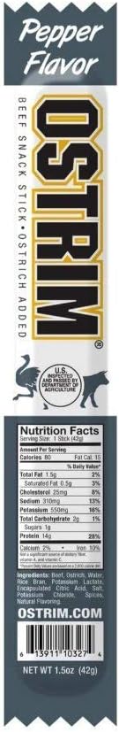 Peppered Ostrim Beef & Ostrich Jerky Sticks (10 Pack, 1.5 oz each)