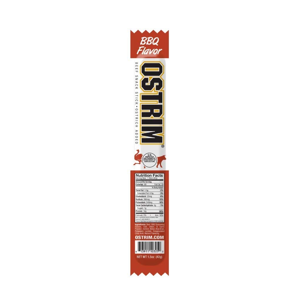 BBQ Beef & Ostrich Jerky Snack Sticks by Ostrim (1.5 oz, Pack of 10)