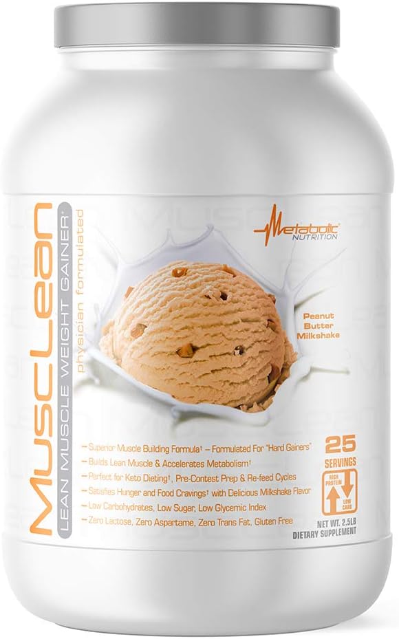 Musclean Whey Protein Meal Replacement, Peanut Butter (2.5lb, 25 servings)