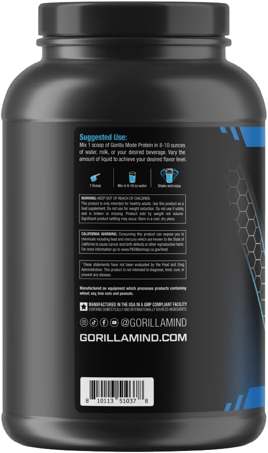 Gorilla Mode Cookies & Cream Whey Protein (30 Servings, 25g Protein)