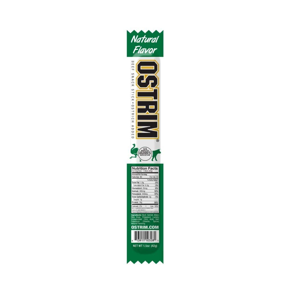 Ostrim Grass-Fed Beef & Ostrich Jerky Sticks, Natural Flavor (10 Pack, 1.5 oz)
