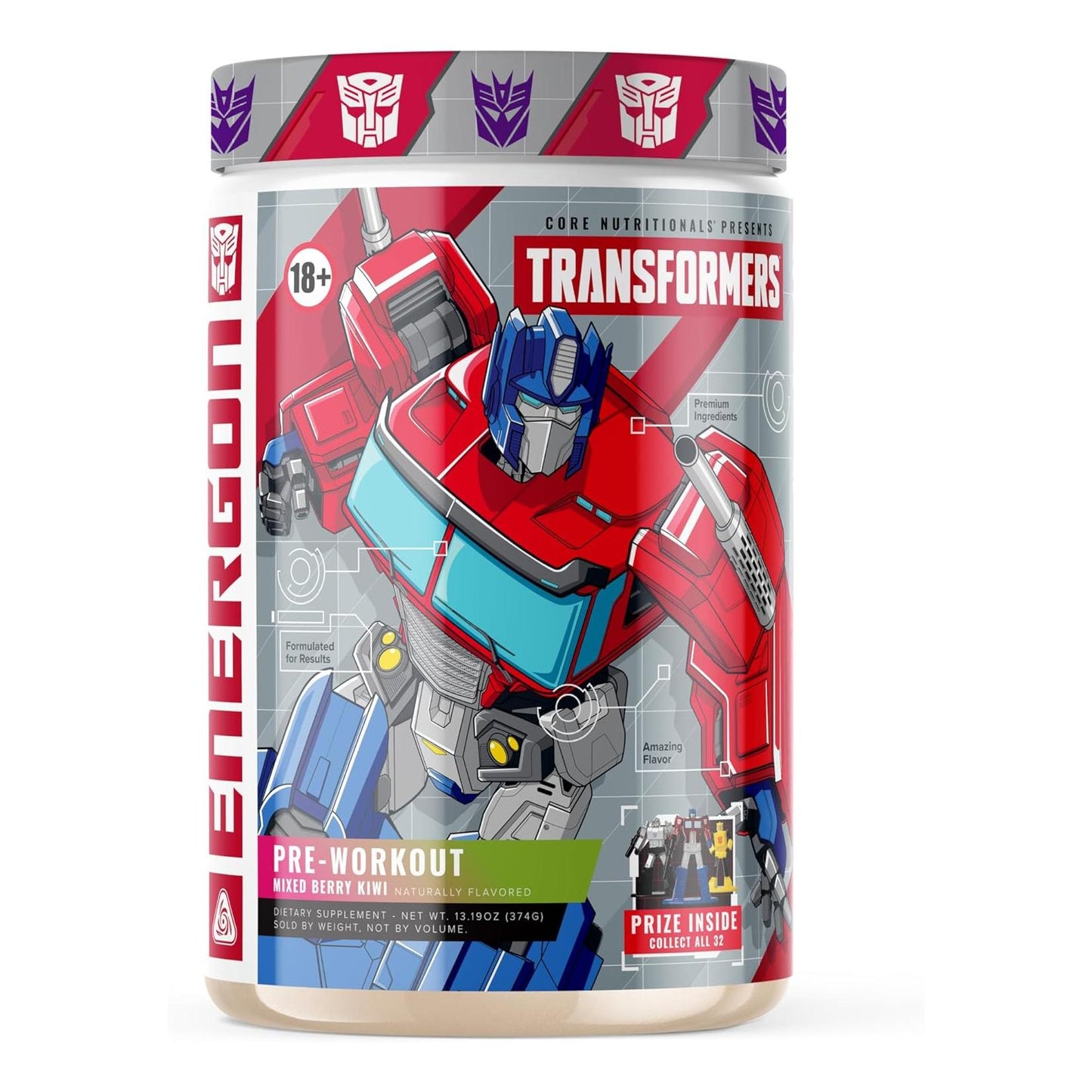Core Nutritionals Transformers Energon Pre Workout, Mixed Berry Kiwi (20 Servings)
