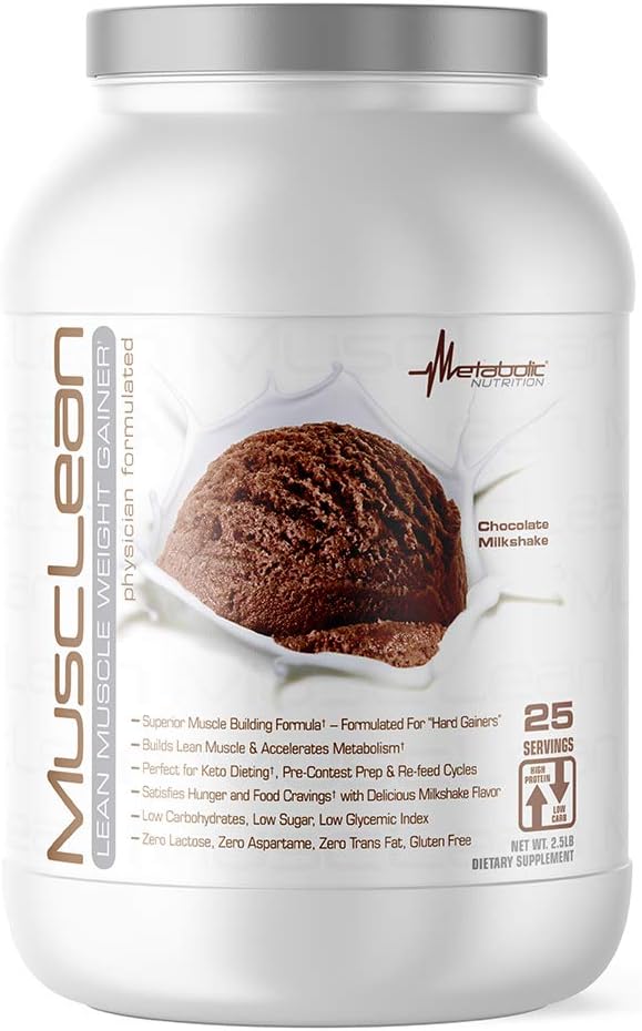 Musclean Whey Protein Meal Replacement, Low Carb Keto, Chocolate (2.5lb, 25 serv)