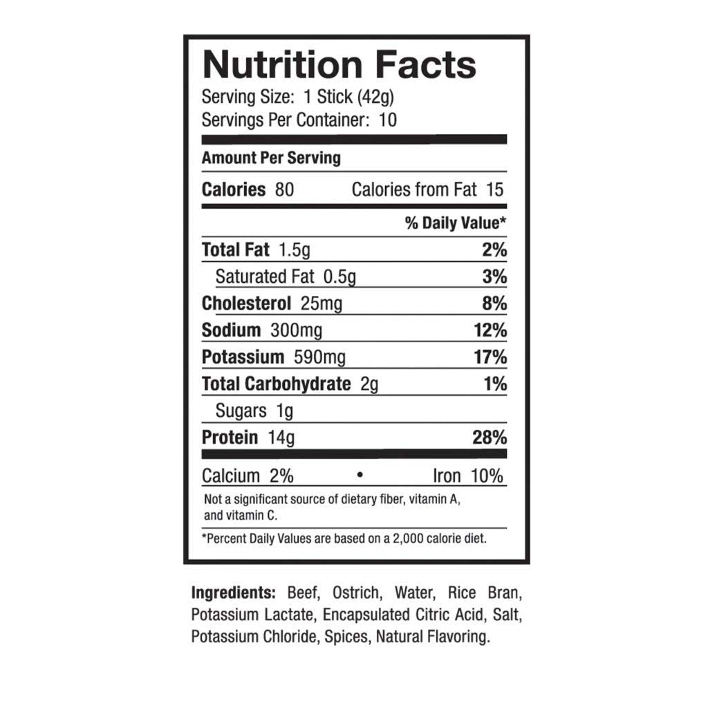 Ostrim Grass-Fed Beef & Ostrich Jerky Sticks, Natural Flavor (10 Pack, 1.5 oz)