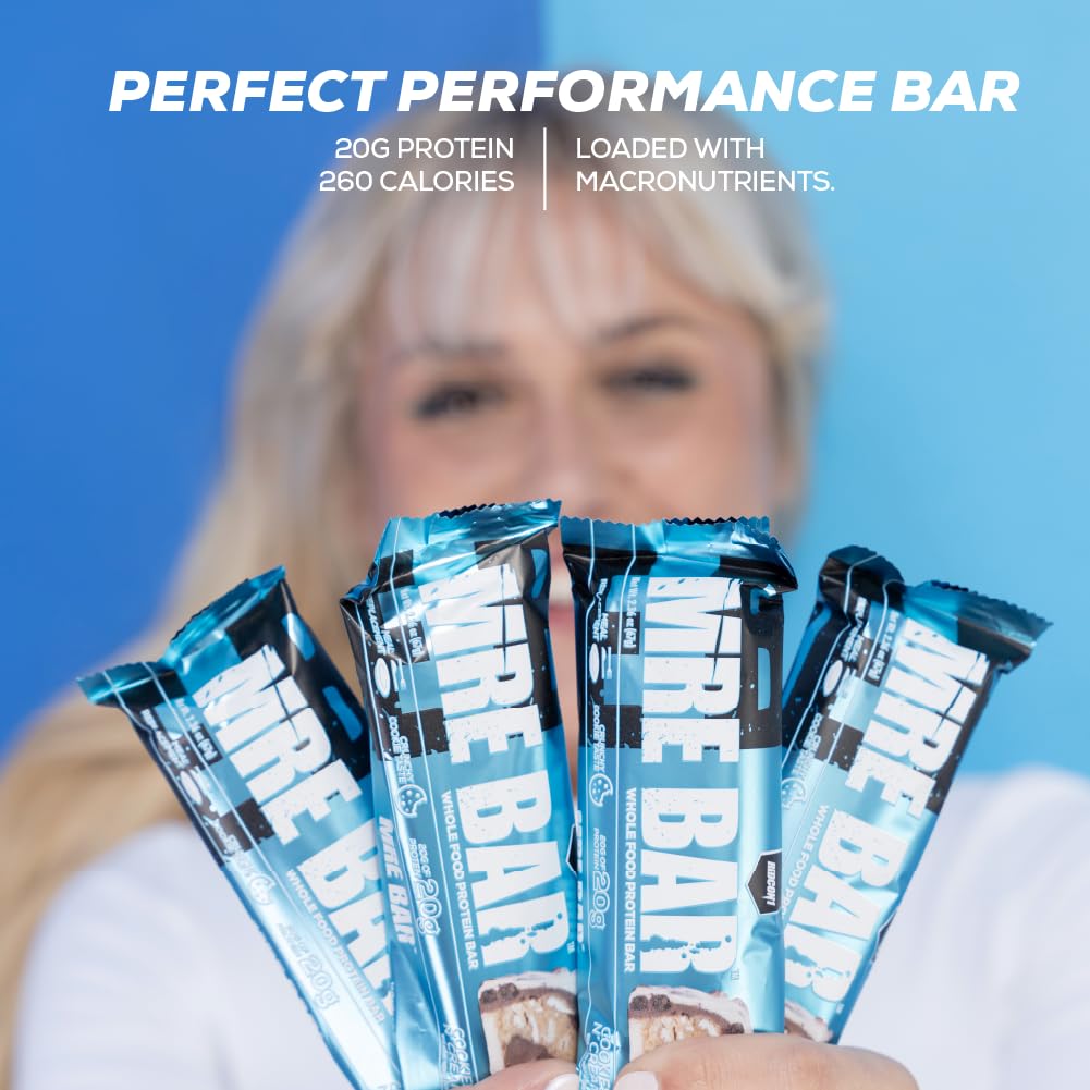 REDCON1 MRE Protein Bar, Cookies N' Cream - 20g Protein, Low Sugar (12 Bars)