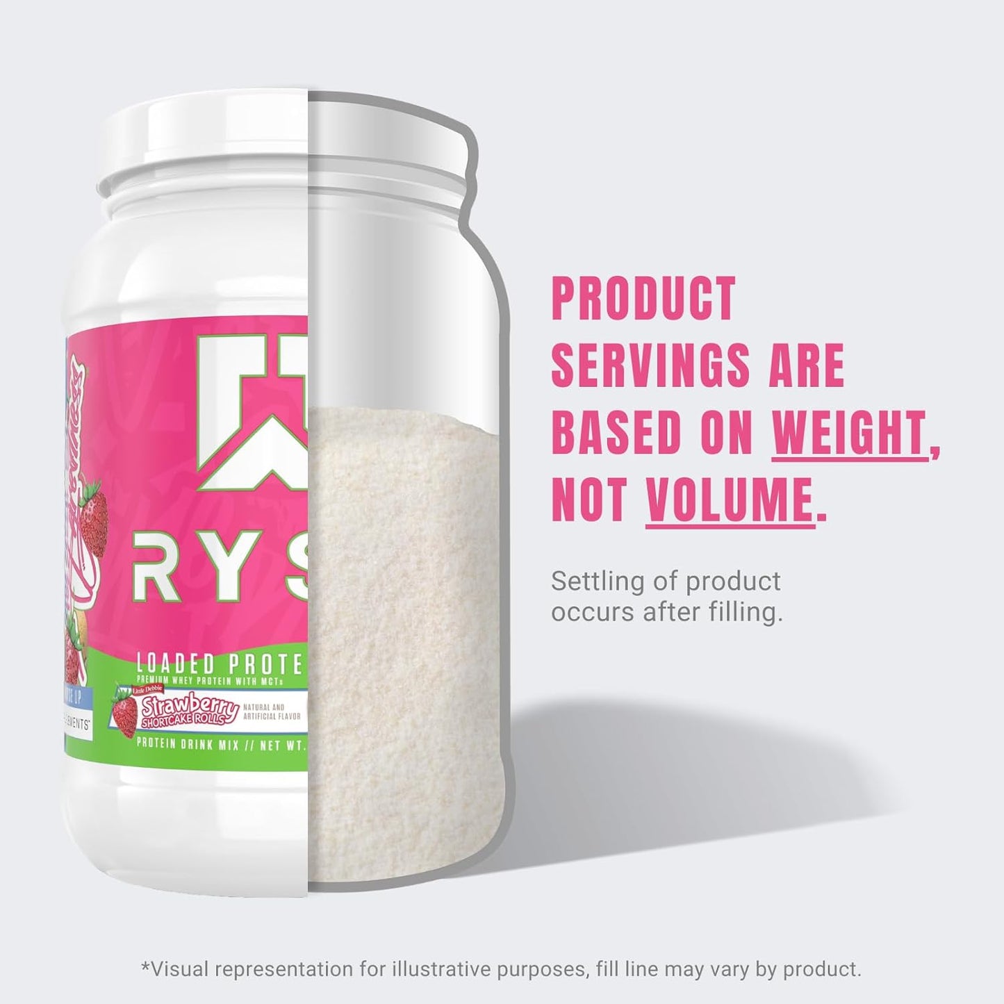 Ryse Loaded Protein Powder, 25g Whey, Prebiotics & MCTs (Strawberry, 27 Servings)