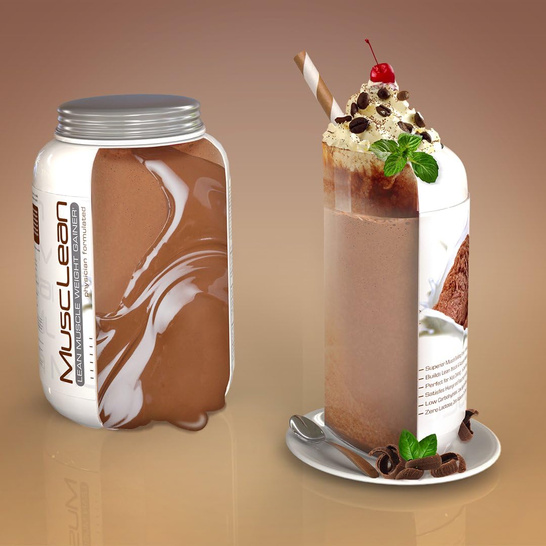 Musclean Whey Protein Meal Replacement, Low Carb Keto, Chocolate (2.5lb, 25 serv)