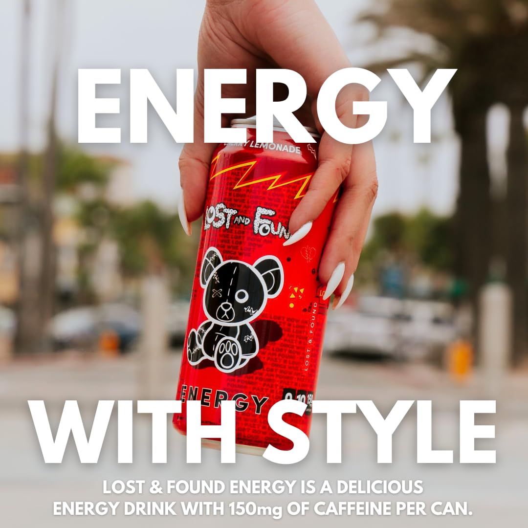 Lost and Found Sugar-Free Energy Drink, 150mg Caffeine, Vegan (12-Pack, 16oz)
