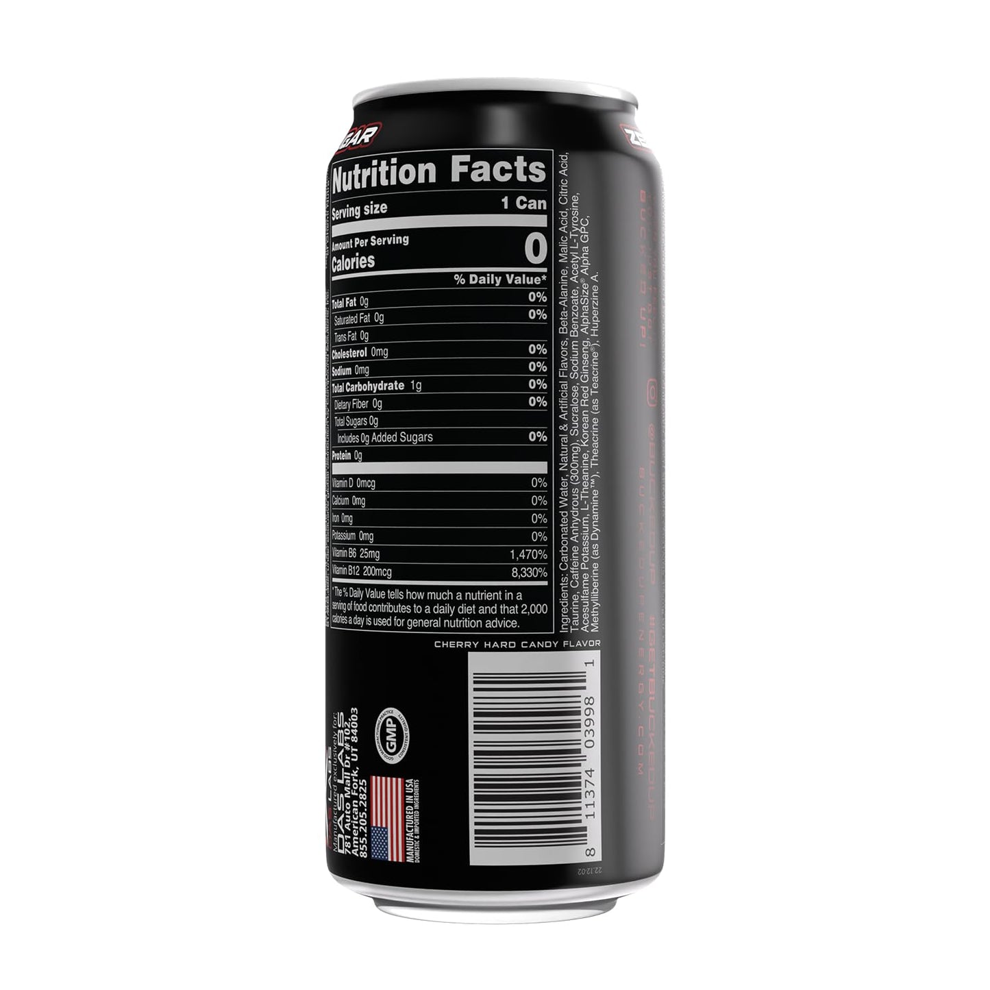 Bucked Up Cherry Hard Candy Energy Drink, 300mg (12 CT)