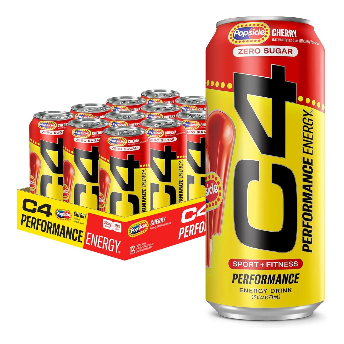 Cellucor C4 Energy x POPSICLE Cherry, Sugar-Free Pre-Workout Drink (16oz, 12pk)