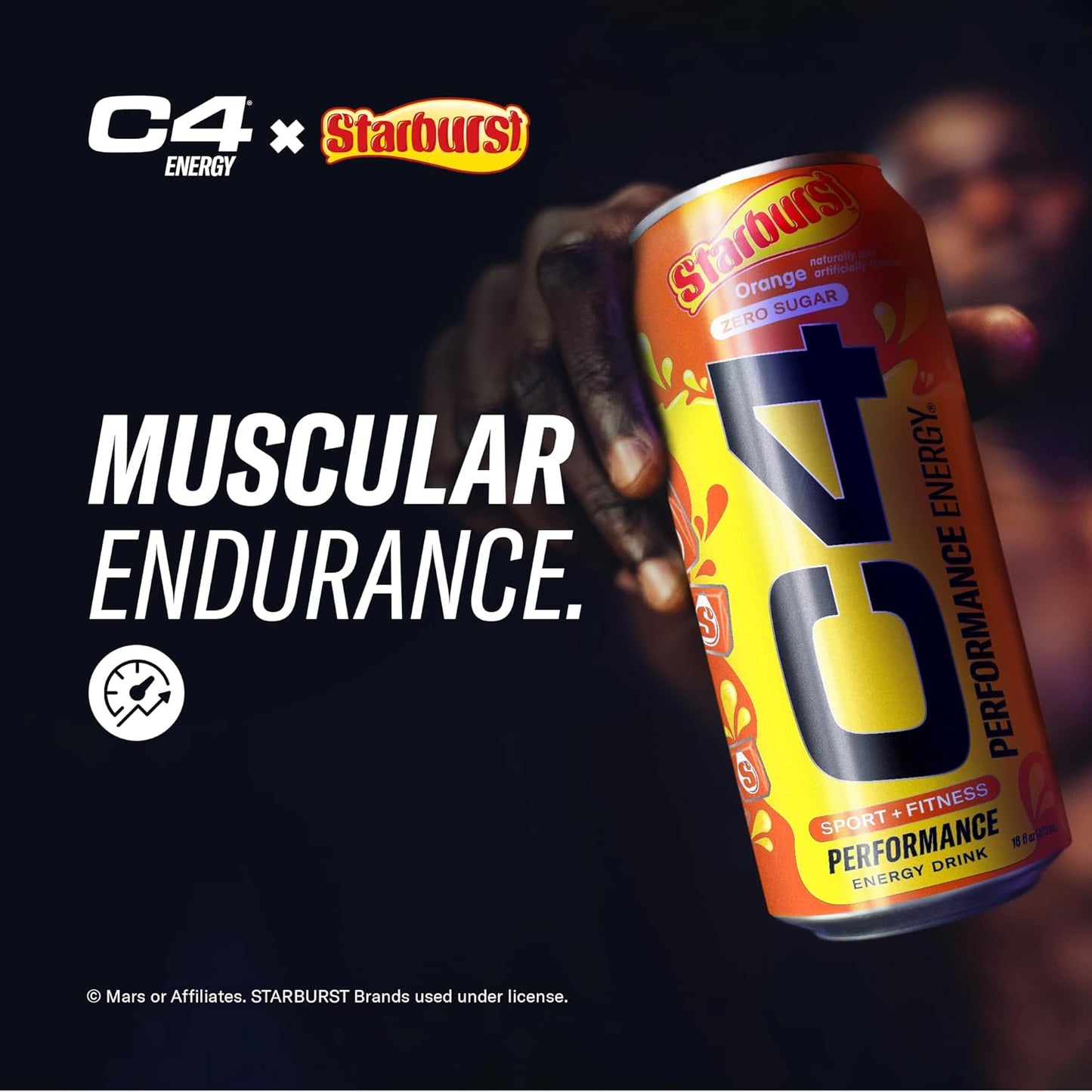 Cellucor C4 Starburst Orange Energy Drink, Zero Sugar, 200mg Caffeine (16oz, 12 Pack)