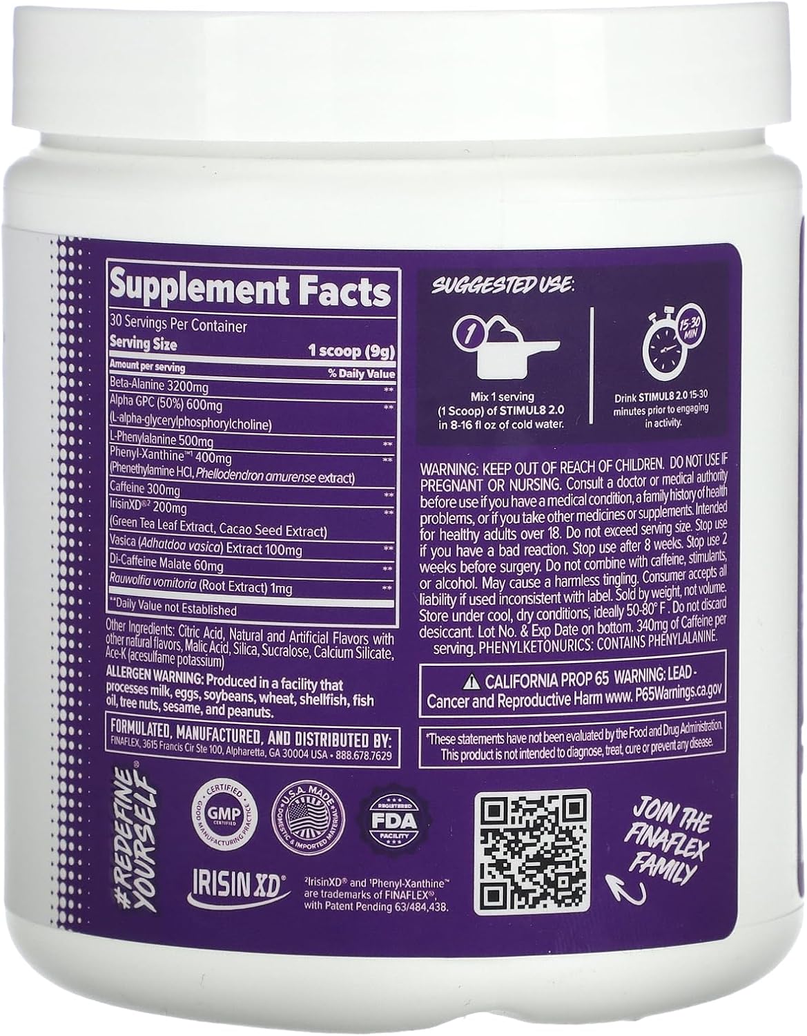 FINAFLEX STIMUL8 2.0 Pre Workout, Rainforest Punch (30 Servings)