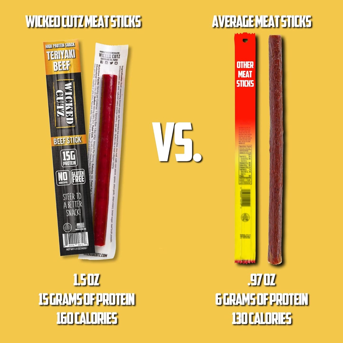 Teriyaki Beef Sticks: Tender, High-Protein, Gluten-Free Snacks (12-Pack)