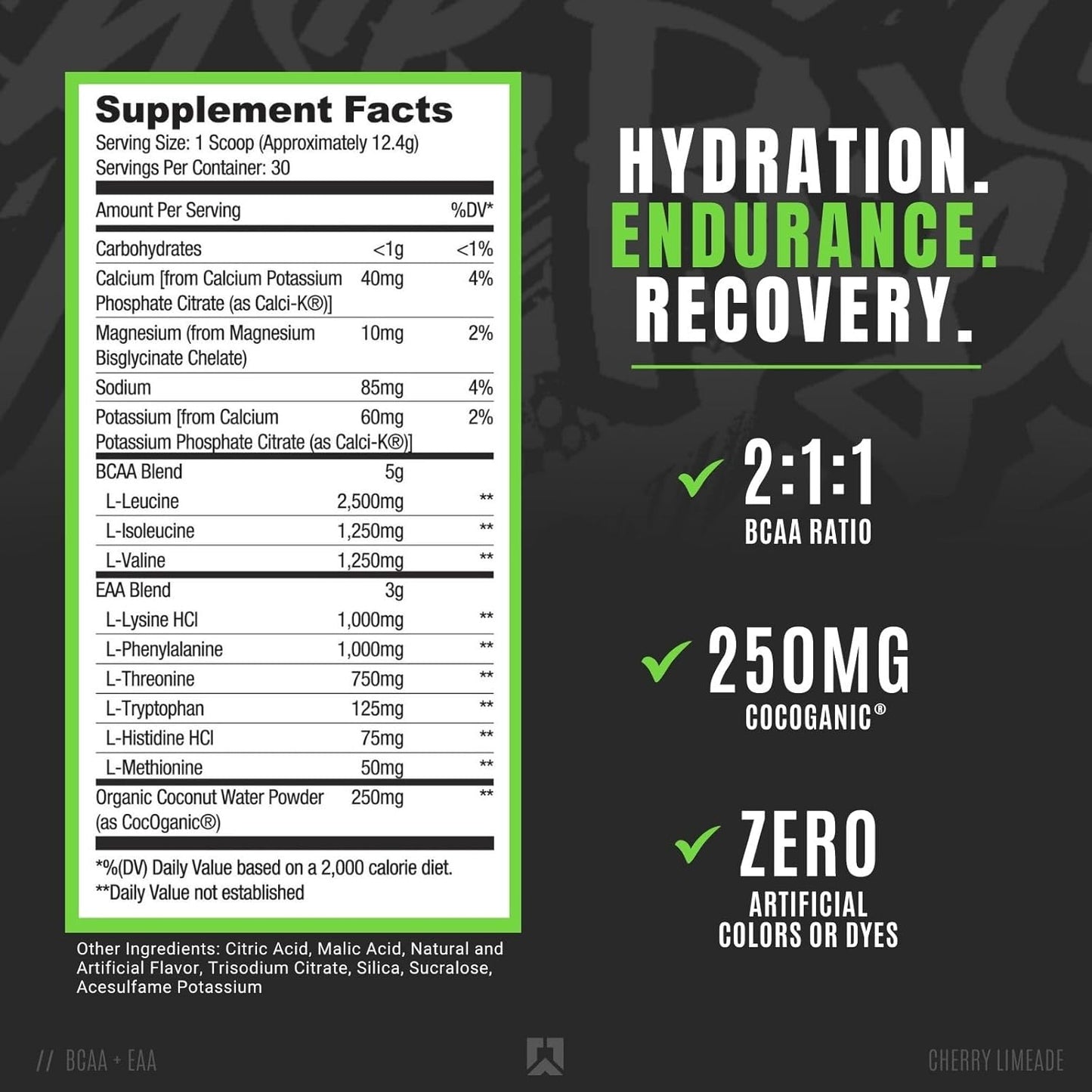 RYSE Up Core Series BCAA+EAA for Recovery & Hydration (30 Servings, Cherry Limeade)