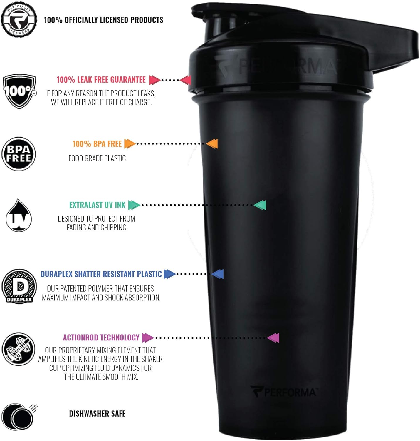 Performa PerfectShaker Activ Classic Shaker Cup - Black (28 oz)
