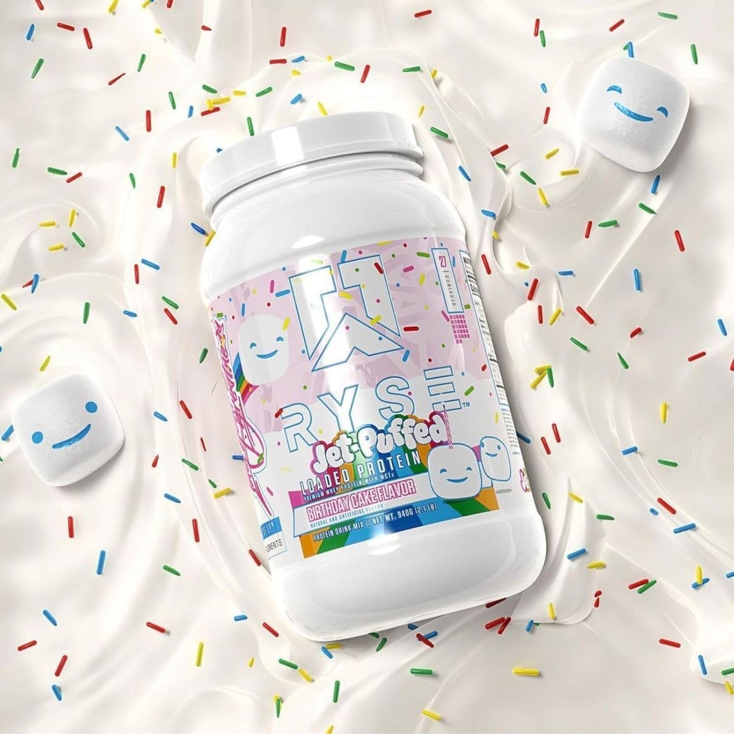 Ryse Loaded Protein Powder, 25g Whey, Prebiotics & MCTs (Birthday Cake, 27 Servings)
