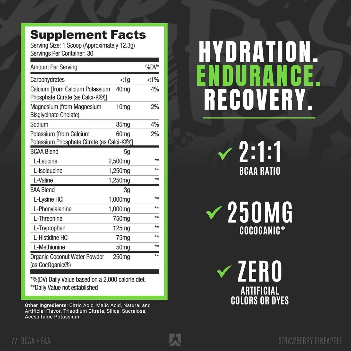 RYSE Up Core Series BCAA+EAA for Recovery & Hydration (30 Servings, Strawberry Pineapple)
