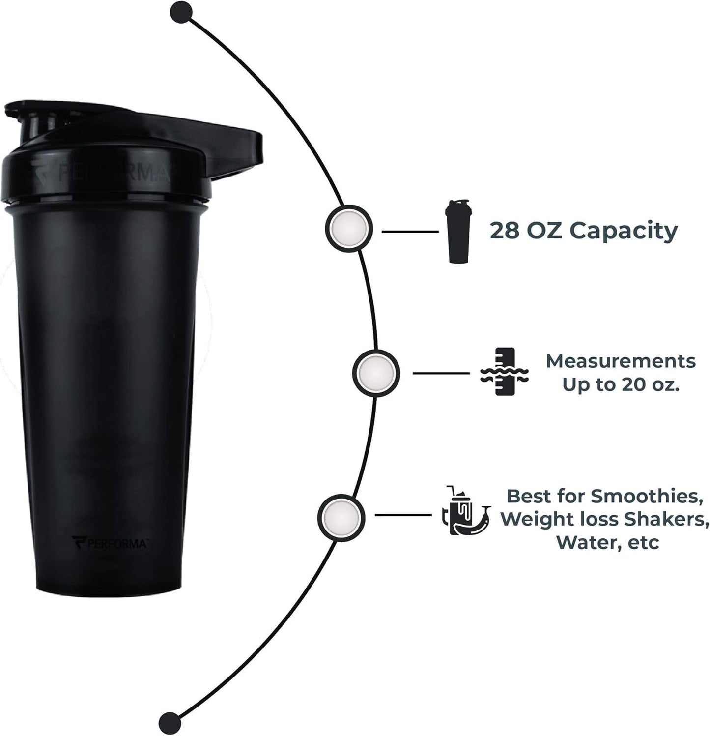 Performa PerfectShaker Activ Classic Shaker Cup - Black (28 oz)