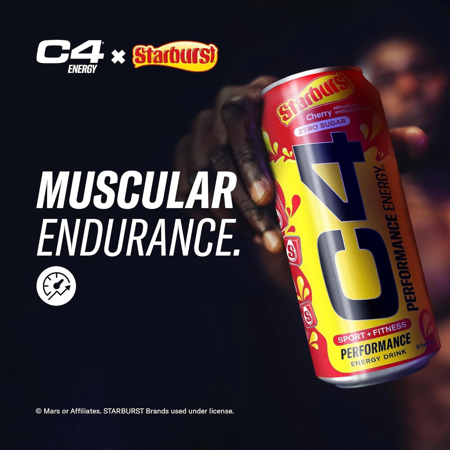 Cellucor C4 Starburst Cherry Energy Drink, Zero Sugar, 200mg Caffeine (16 Fl Oz, 12 Pack)
