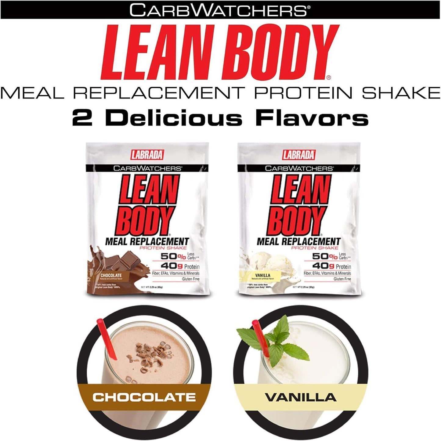 Lean Body Carb Watchers Vanilla Meal Shake, 40g Protein, Gluten-Free (20ct)