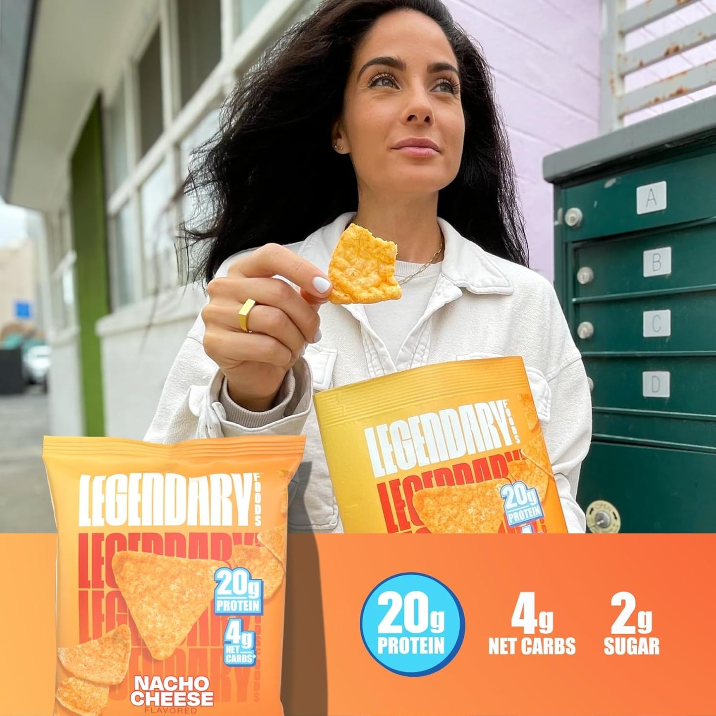 Legendary Foods Keto & Gluten-Free Protein Chips, Nacho Flavor (7x1.2oz)