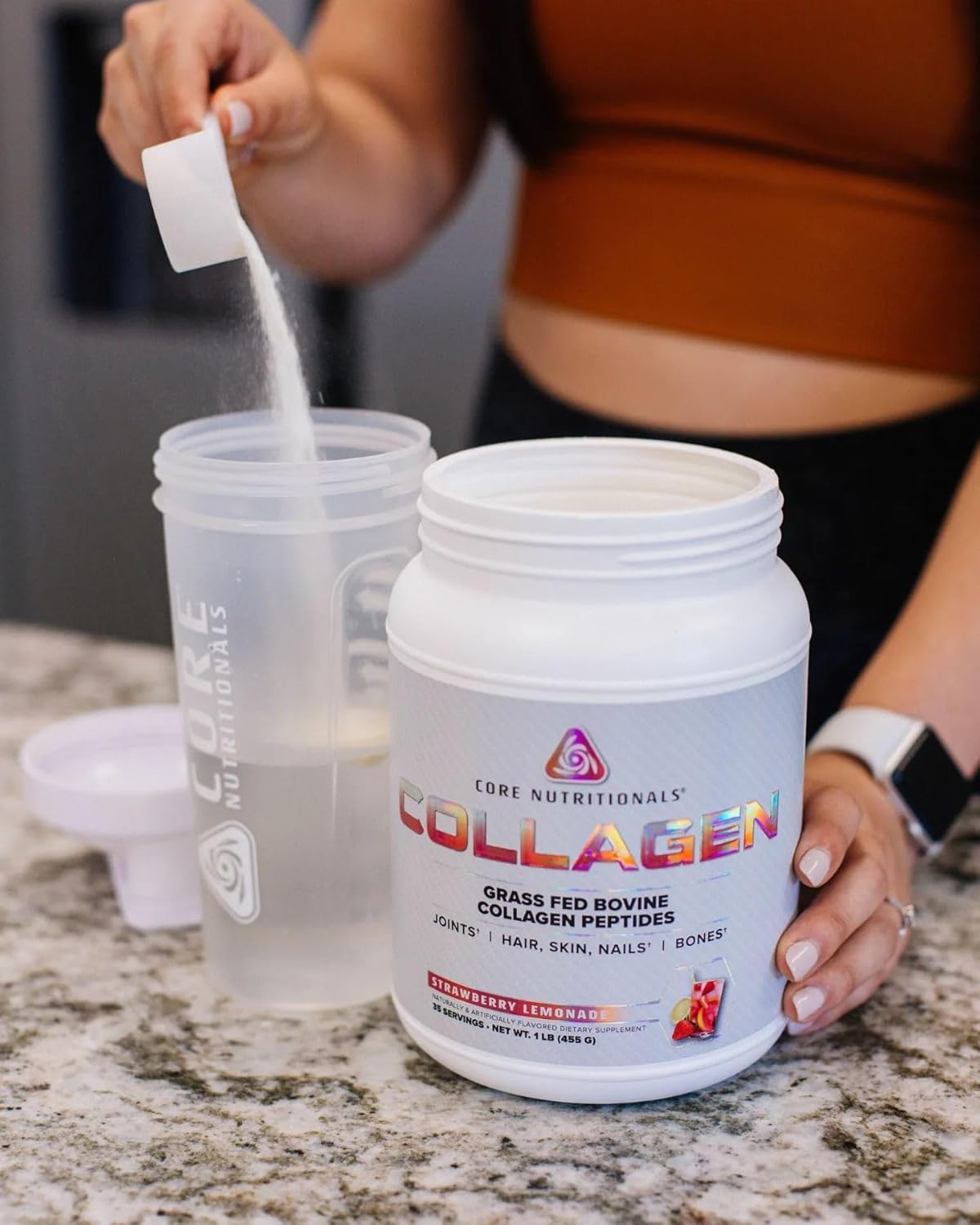 Core Nutritionals Grass-Fed Collagen Peptides, Joint & Skin Support (Chocolate, 1 lb)