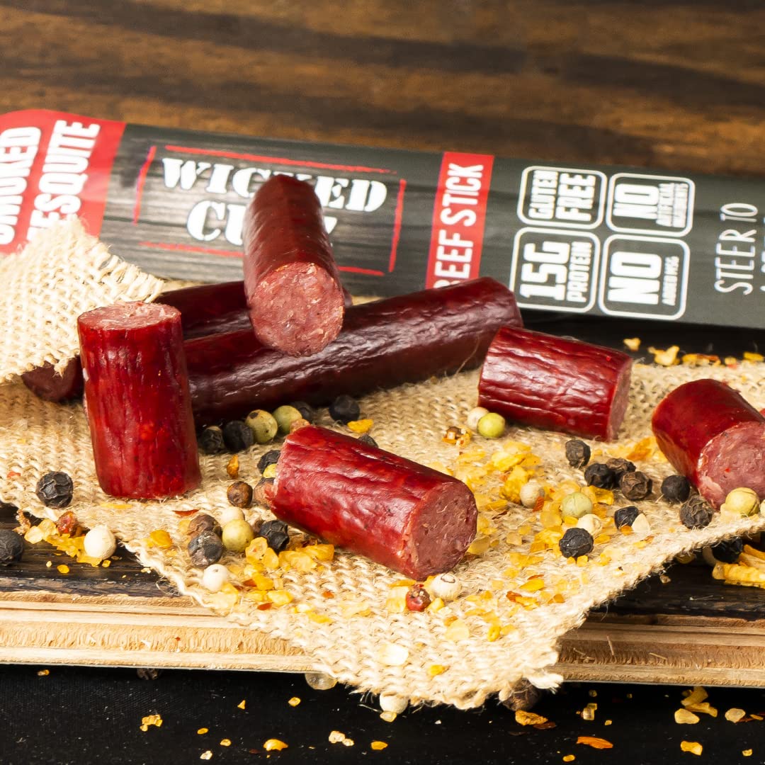 Mesquite Smoked Beef Jerky Sticks - Tender, High Protein, Low Carb, Gluten Free (12 Pack, Extra Large)