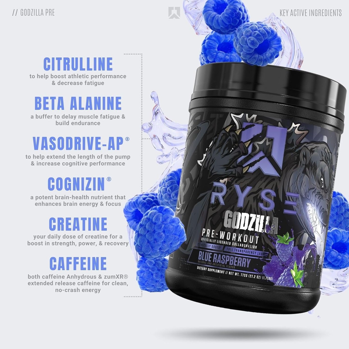 RYSE Noel Deyzel x Godzilla Pre Workout - Pumps, Energy, Focus (40 Servings)
