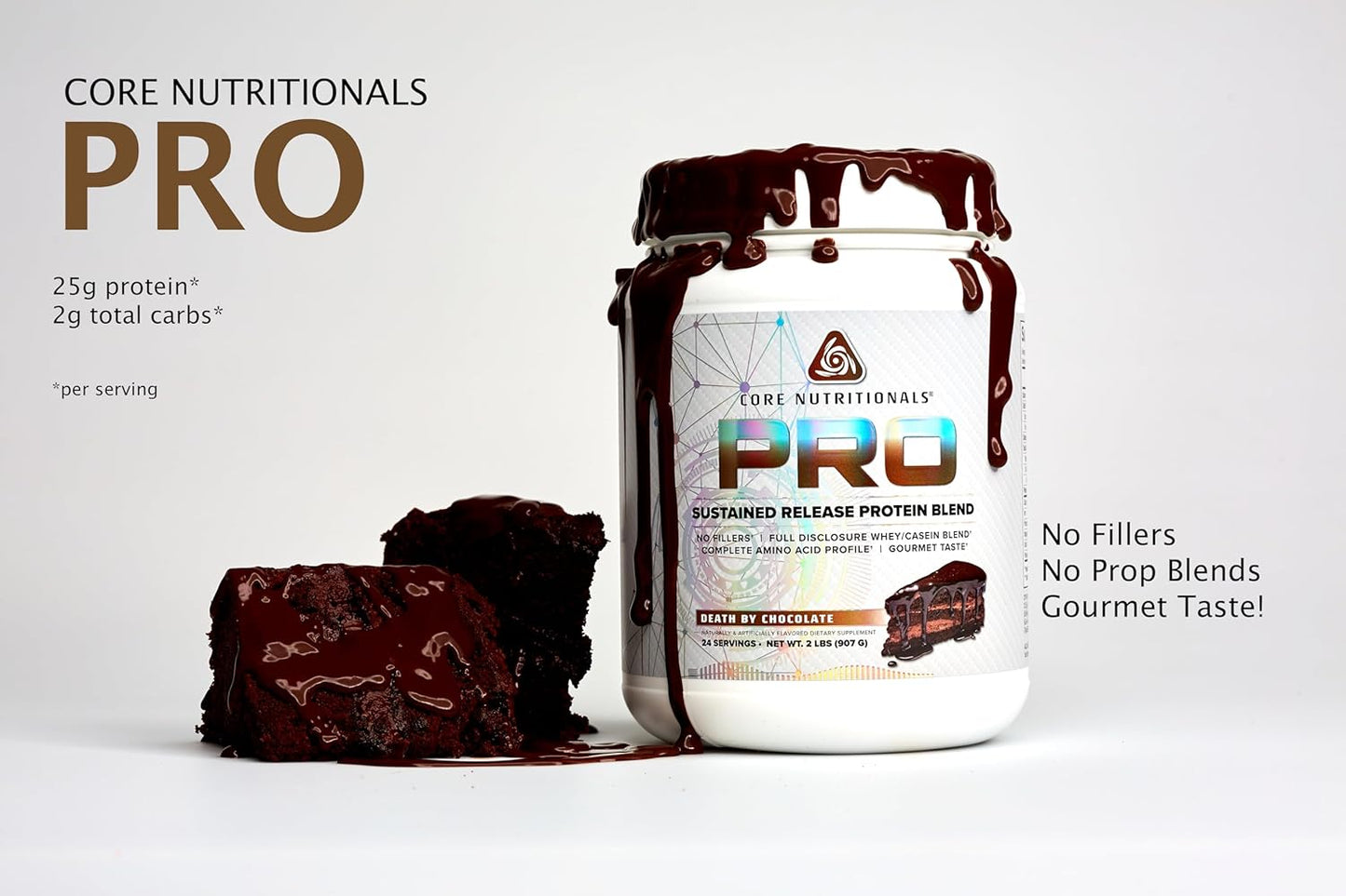 Core Nutritionals Pro Sustained Release Protein, 25g Protein, 24 Servings (Chocolate)