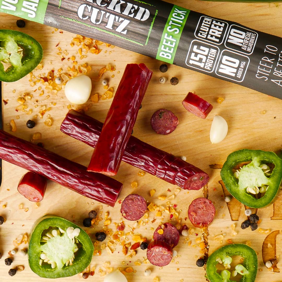 Spicy Volcanic Jalapeno Beef Sticks - High Protein, Gluten Free (12 Sticks)