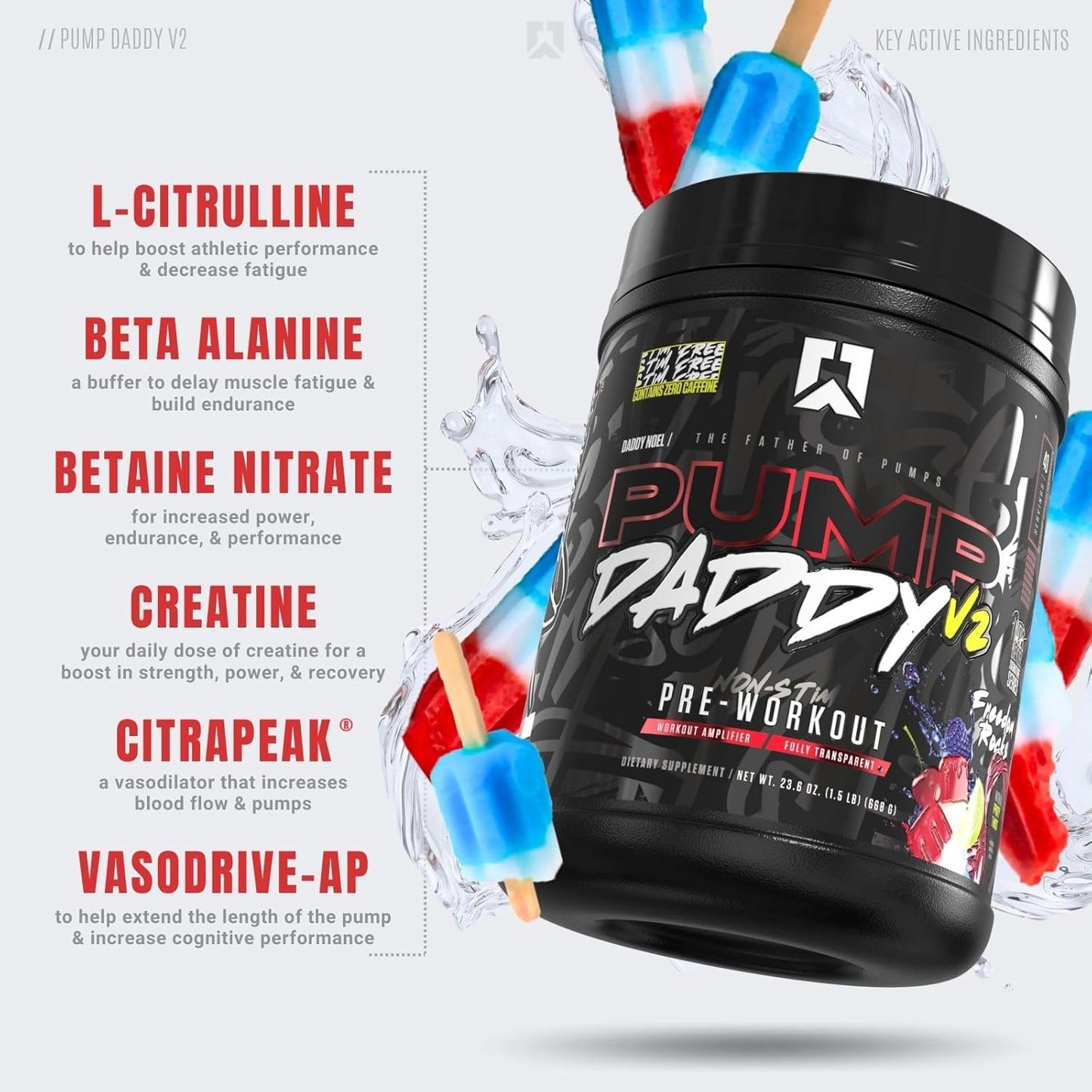 RYSE Pump Daddy V2 Non-Stim Pre Workout, Citrulline & Creatine (40 Servings)