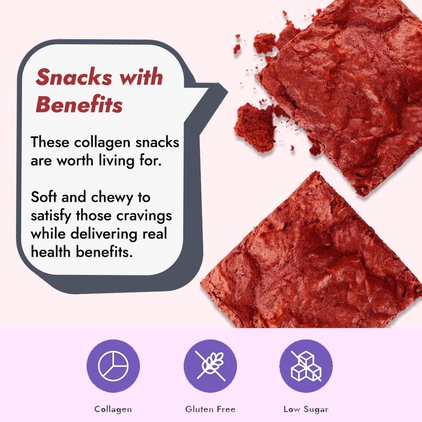 321glo Collagen Protein Brownie - Gluten Free Keto Snack (12 Pack, Red Velvet)