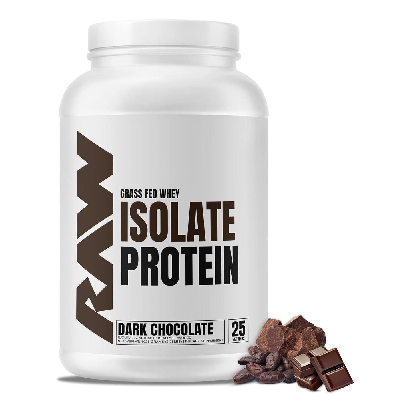 RAW Grass-Fed Whey Isolate Protein, Dark Chocolate (25 Servings)