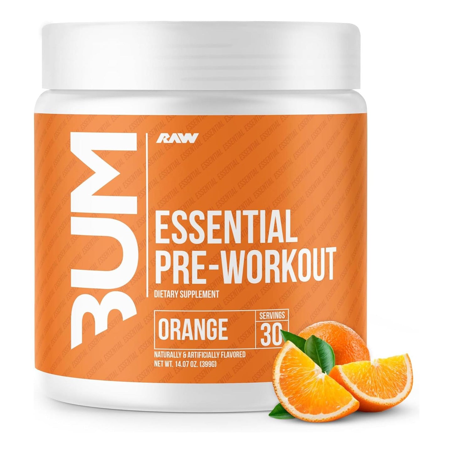 RAW Essential Pre-Workout Powder - Orange, Energy Boost Supplement (40 Servings)