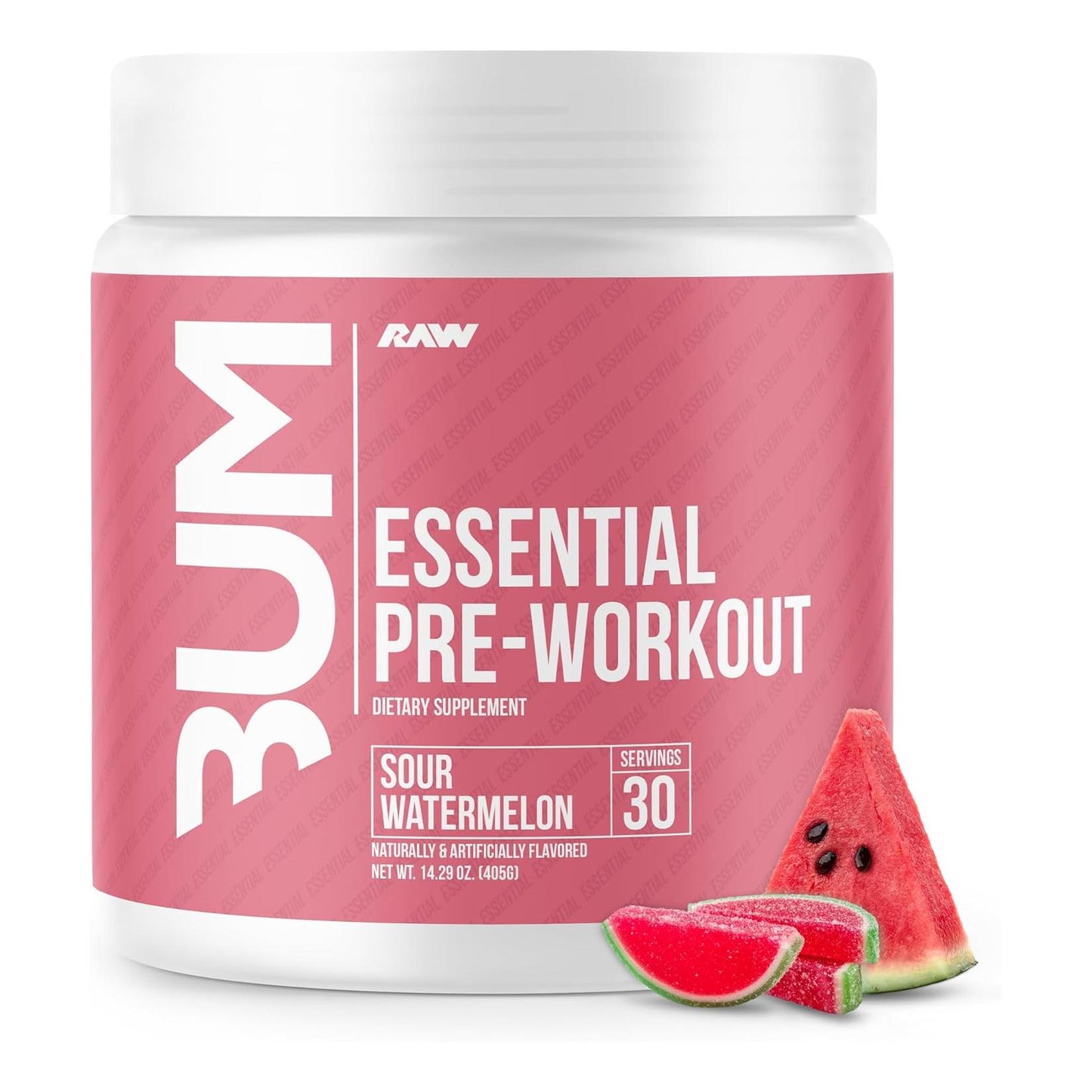 RAW Essential Pre-Workout - Sour Watermelon, Energy & Focus Blend (40 Servings)