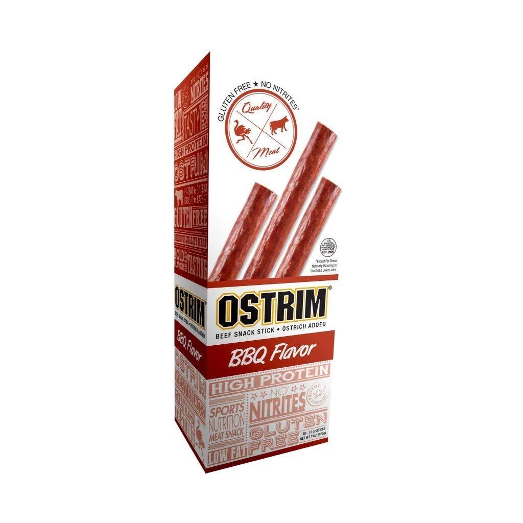 BBQ Beef & Ostrich Jerky Snack Sticks by Ostrim (1.5 oz, Pack of 10)