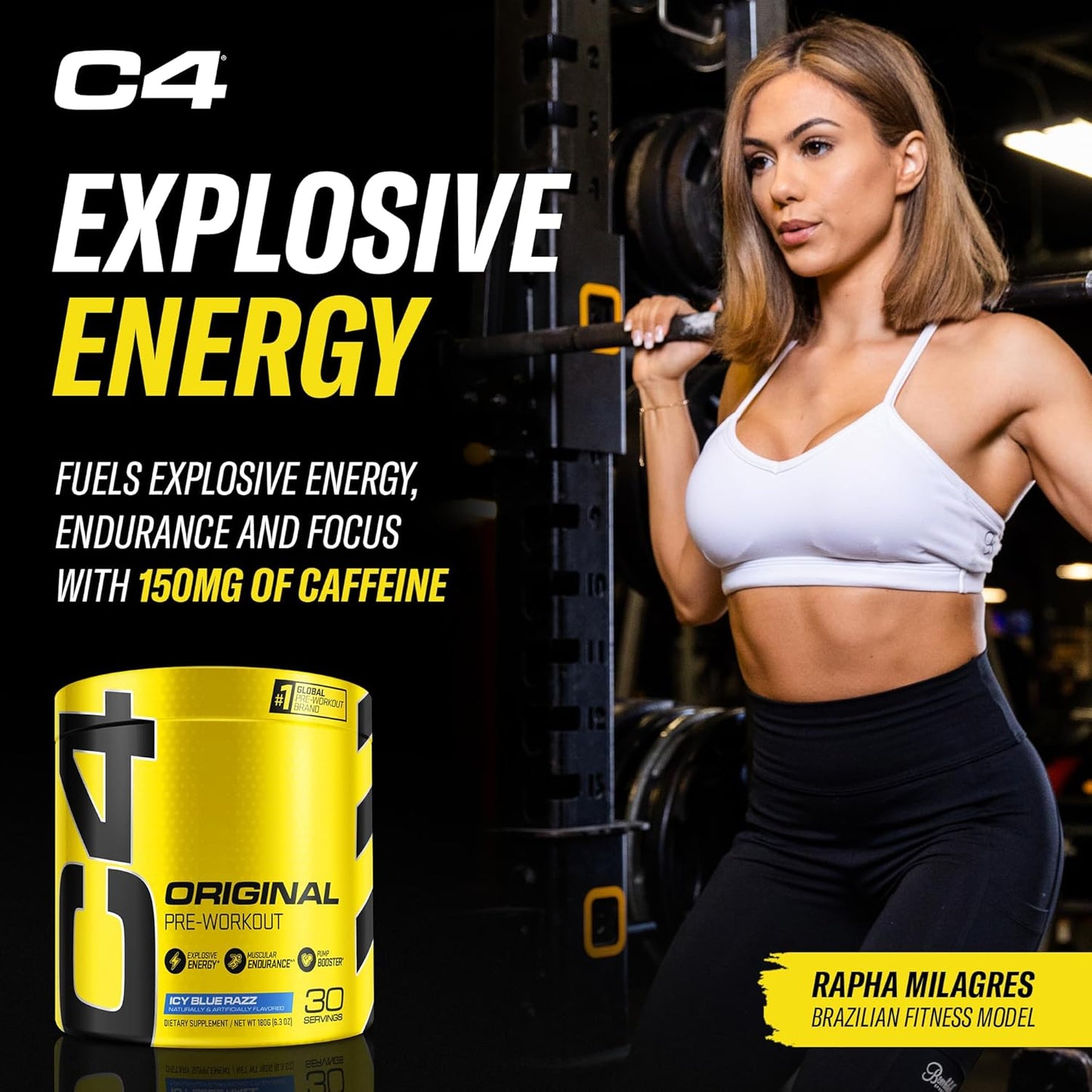 Cellucor C4 Original Pre Workout Powder, ICY Blue Razz (30 Servings)