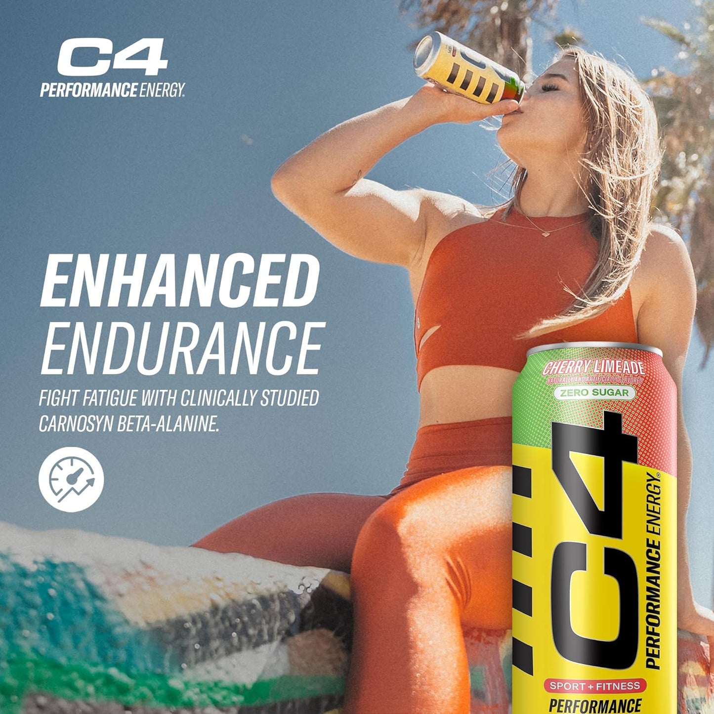C4 Original Cherry Limeade Energy Drink, Sugar-Free, No Dyes (16oz, Pack of 12)