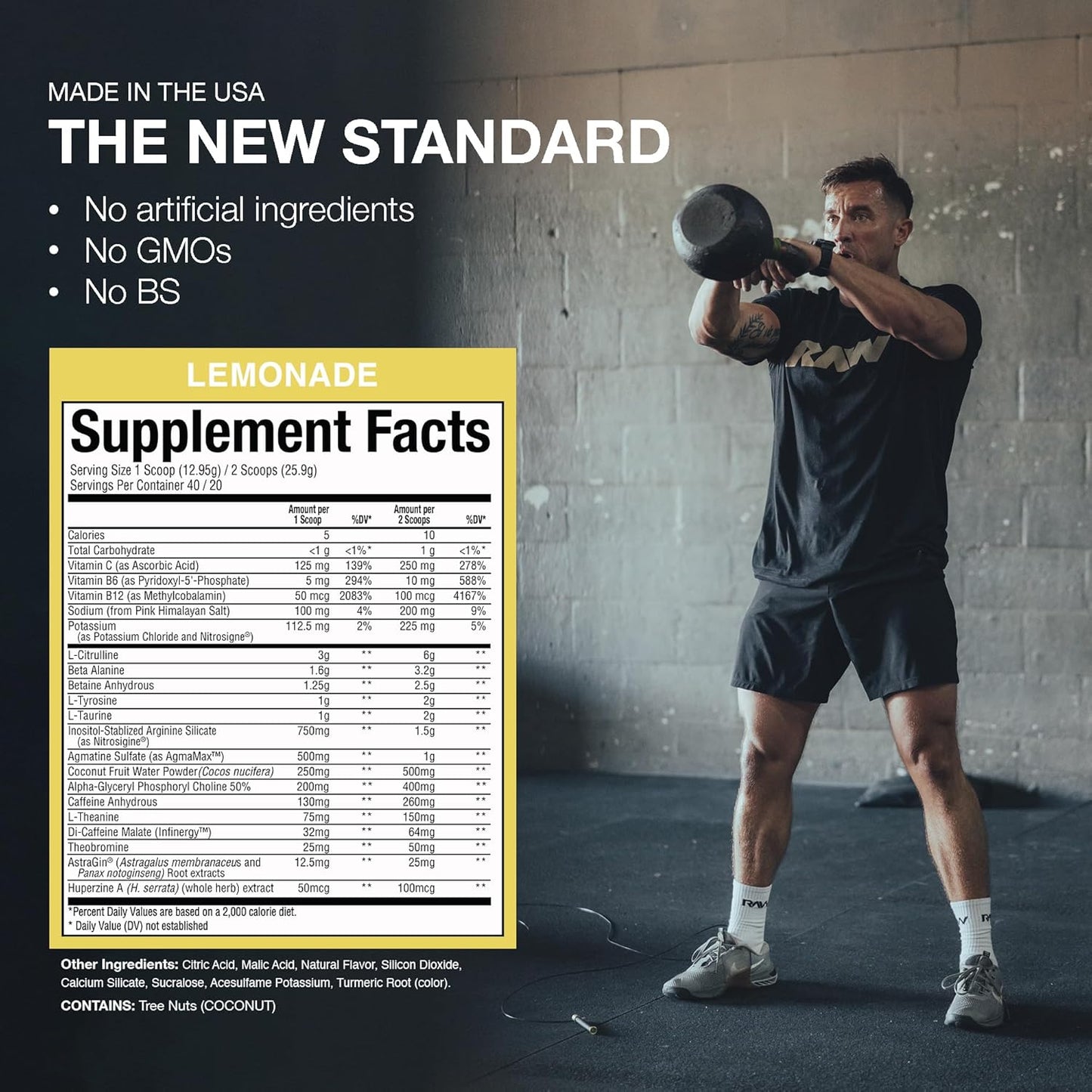RAW Thavage Preworkout - Lemonade, Cbum Nutrition for Focus & Energy (40 Servings)