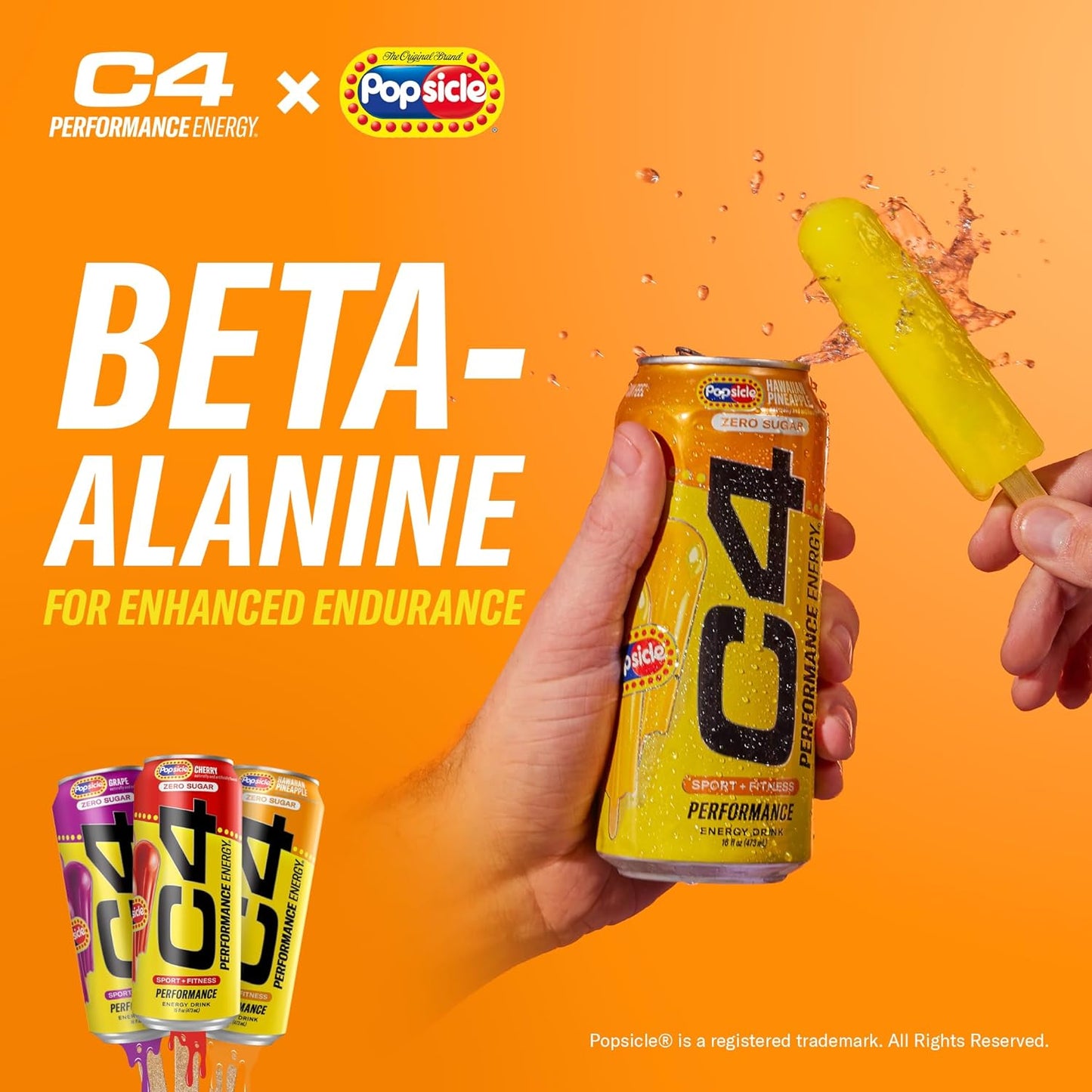 Cellucor C4 Energy x POPSICLE Cherry, Sugar-Free Pre-Workout Drink (16oz, 12pk)