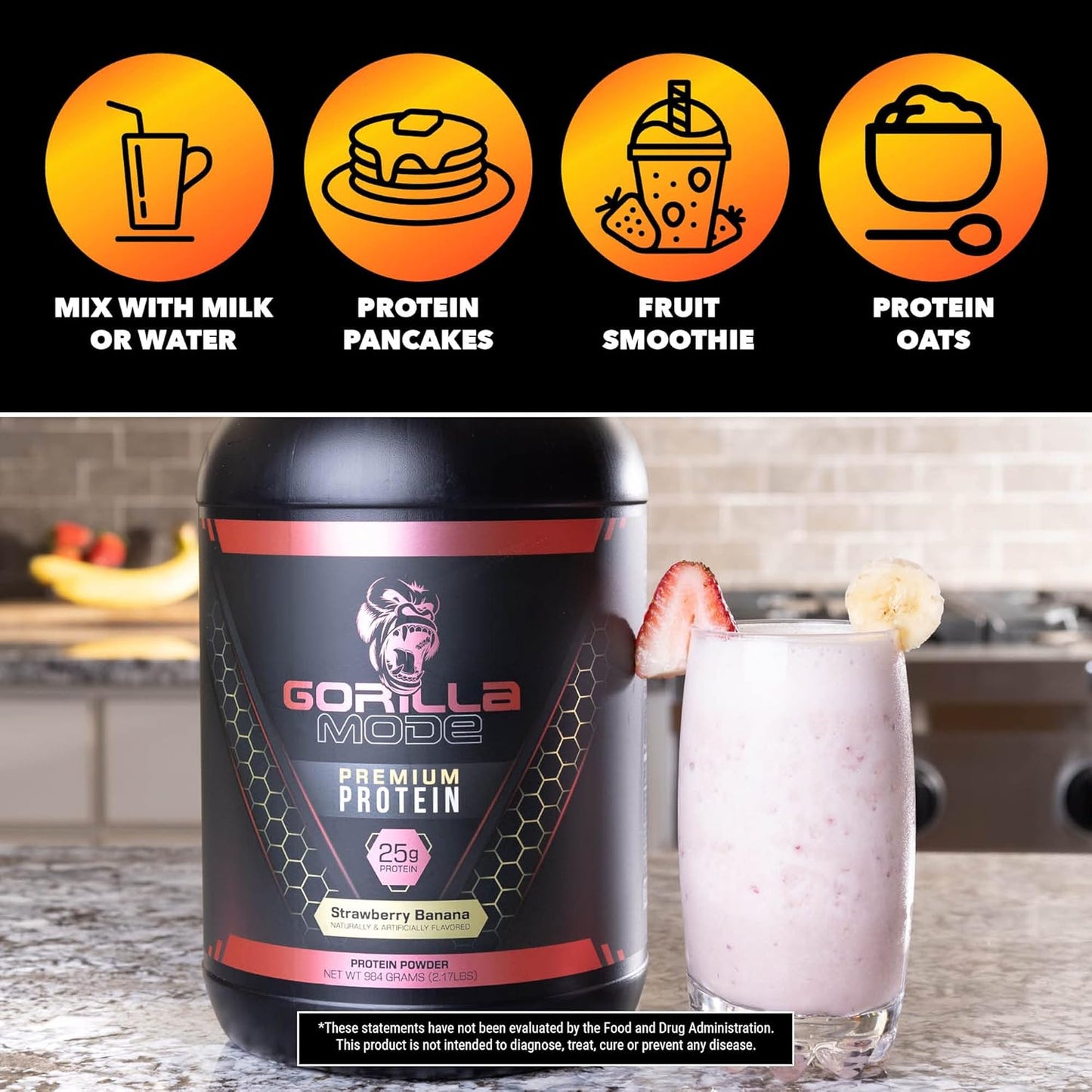 Gorilla Mode Cookies & Cream Whey Protein (30 Servings, 25g Protein)