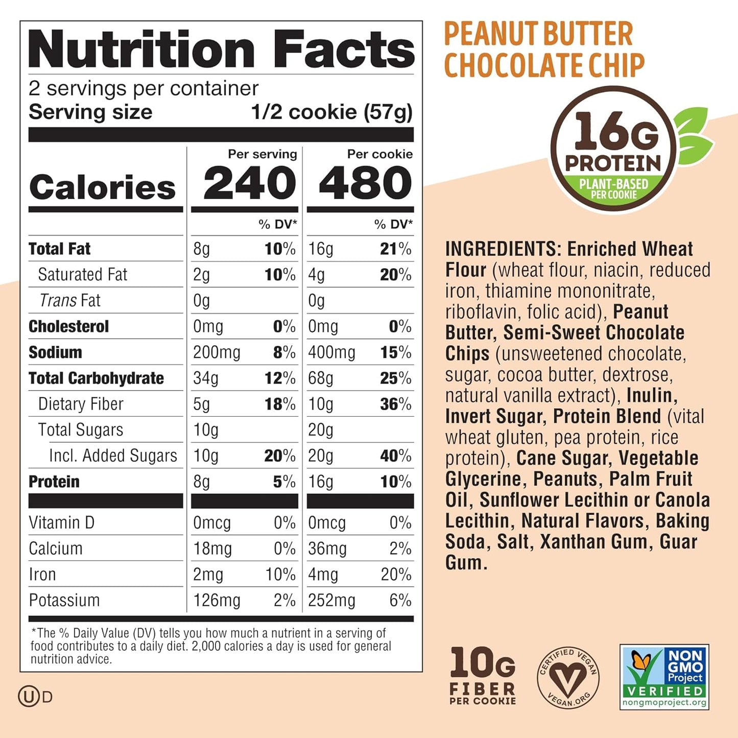 Lenny & Larry's Peanut Butter Choc Chip Protein Cookie, Vegan (12 Pack)